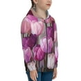 thumbnail image 5 of Kdxio Purple And Pink Tulip Bouquet Pattern Kids Boys Girls Zip Up Hoodie 3D Printed Hooded Sweatshirt Hoody Coat with Pocket 7-12 Y-Small, 5 of 6