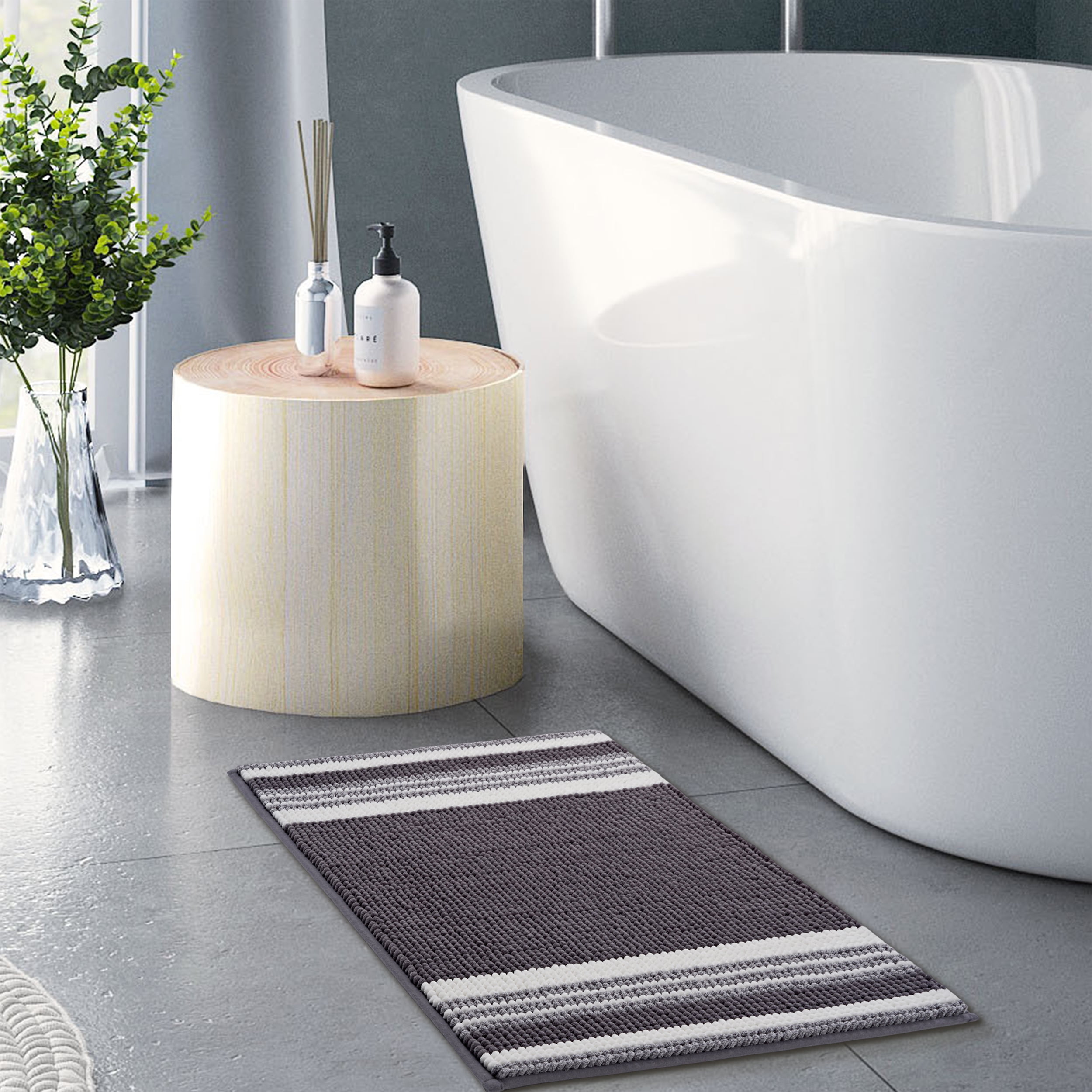 Mainstays Performance Foam Noodle Bath Rugs, 20"x32" Grey