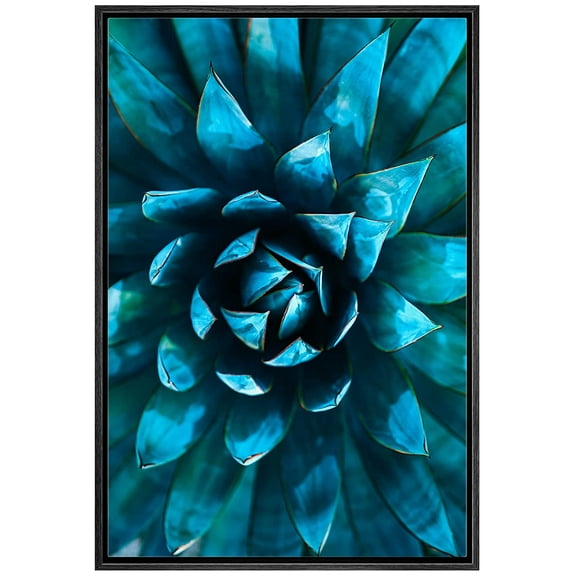 wall26 Framed Canvas Print Wall Art Vibrant Blue Teal Desert Succulent Details Nature Wilderness Photography Realism Floral Botanical Multicolor for Living Room, Bedroom, Office - 24"x36" B