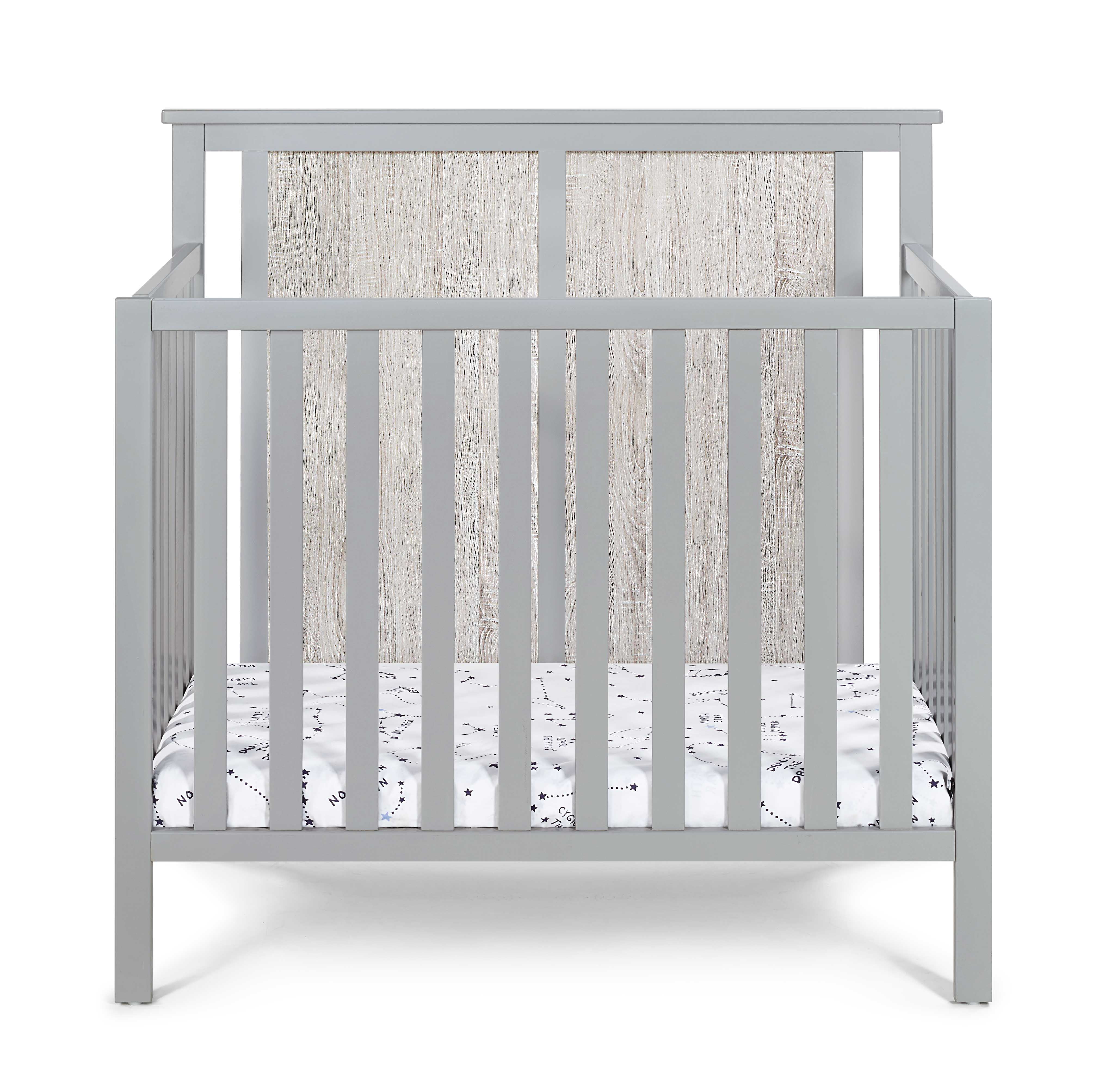 Suite Bebe Connelly Mini Crib with Mattress Pad, Gray & Rockport Gray