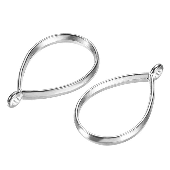 Uxcell Drop Shape Hollow Resin Pendants Frames for DIY Crafts Silver Tone 10 Pack