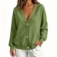 thumbnail image 4 of Cardigan Sweatshirt for Women Long Sleeve Button Front Open Front Lightweight Loose Fit Daily Outerwear with Pockets, 4 of 8