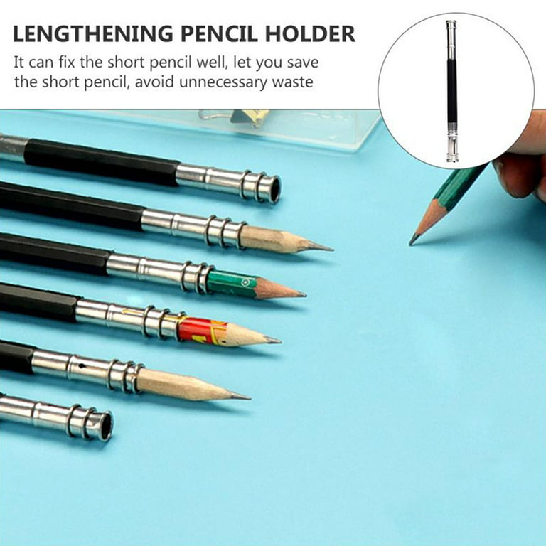Menard 5/10Pcs Pencil Extenders,Stainless Steel Dual Head Pencil Extender  Holder Lengthener Double Headed Pencil Clamping Pen Coupling Device