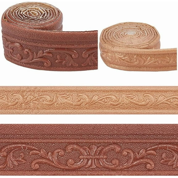 2 Rolls Brown Flexible Molding Peel and Stick Trim 3D Sticky Foam Wallpaper Border XPE Self Adhesive Baseboard Edging Lines Tapes for Hotel Home Wall Mirror DIY Decoration