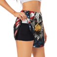2 in 1 Workout Shorts Women Roses American Flag Eagle A Athletic Yoga