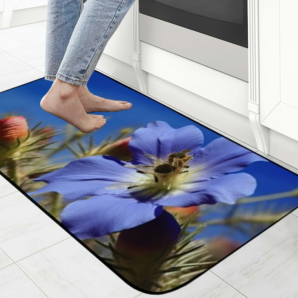 PHYHOO Decorative Door Mat, Door Mat with Non-Slip Rubber Backing, Easy Cleaning, Traps Dirt, Rug for Entry, Patio, Garage - Wine Diamond Flower Blossom Bloom Purple Nature 19.68*47.24 in