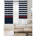 thumbnail image 2 of Anchor Navy Blue Blackout Curtains for Bedroom Living Room Darkening Curtains 84 Inch Length 2 Panels Set Red Nautical White Geometric Stripes Window Curtain Window Treatment Grommet Drapes 52"x84", 2 of 9