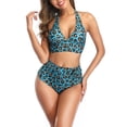 thumbnail image 1 of Halter String Bikini Sets, Halter Bikini Swimsuit High Waist Breathable Leopard Printed  For Swimming Pool Pink,Blue,Red,Light Coffee,Dark Coffee, 1 of 6