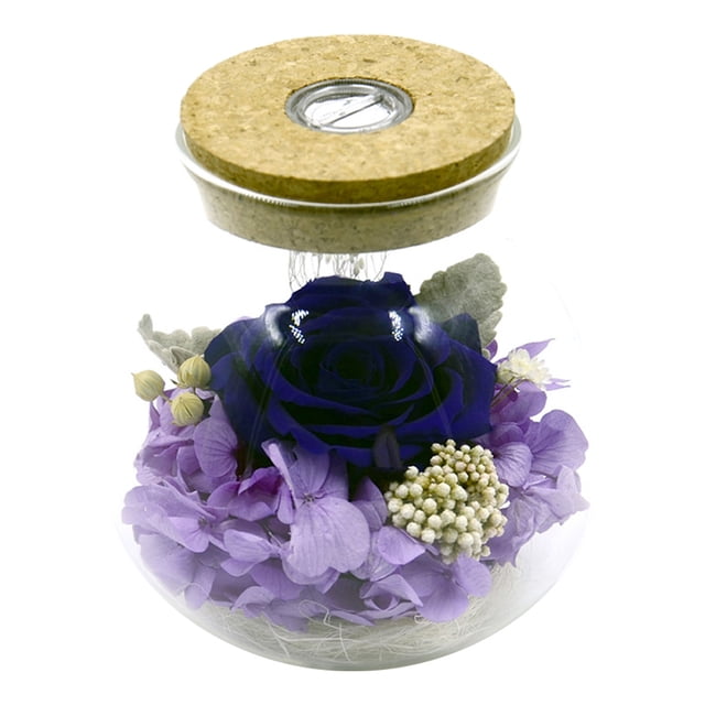 Regalo navideño de Laklulu para mujeres: botella de deseos con rosas frescas y luces de colores