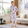 thumbnail image 3 of Adult Christmas Onesie Gnome Egg Flower Pattern Zipper One-Piece Pajamas Unisex with Pockets, 3 of 6