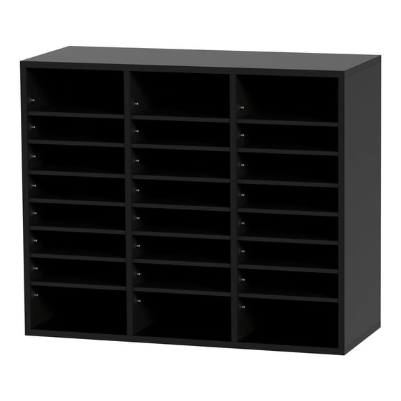 KFFKFF Wooden Document Storage Box Adjustable File Sorter 24 Compartments Black