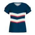 thumbnail image 7 of Wiyuqeen Womens Petal Short Sleeve Tops Trendy Comfy V Neck Summer Tees Casual Stripe Printed Tshirts Soft Stretchy Going Out Blouses, 7 of 7