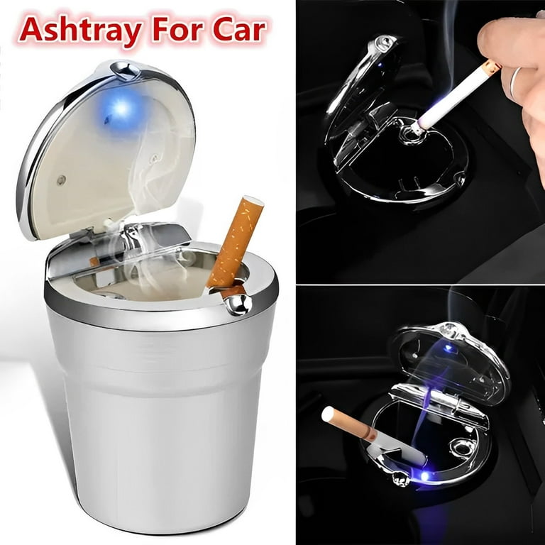 Portable LED Ashtray High Quality Universal Cigarette Cylinder Cup ,Silver - Walmart.com
