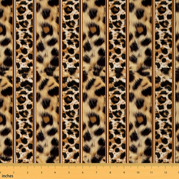Castle Fairy Animal Cheetah Fabric by the Yard 1 Yard,Leopard Print Home Decor Fabric by the Yard,Geometric Stripes Room Decor Fabric by the Yard,Breathable Abstract Home Decor