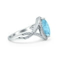 thumbnail image 2 of Art Deco Bridal Wedding Engagement Ring Marquise Simulated Aquamarine CZ 925 Sterling Silver Size 9, 2 of 5