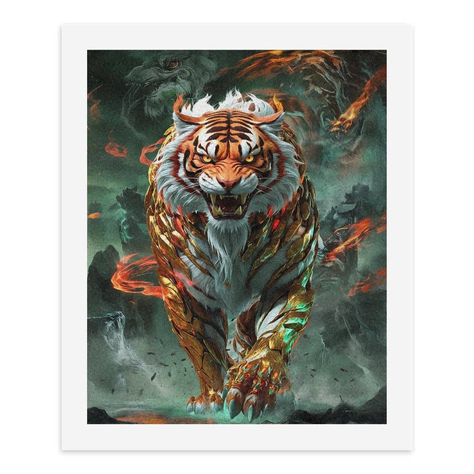 Paint By Numbers Kit for Adults Beginner - DIY Majestic Fiery Tiger Fantasy Art Canvas Painting Kits for Adults, Frameless Paint By Number for Adults for Home Wall Decor 16x20 Inch