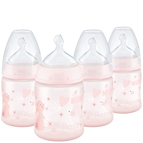 Biberón anticólico para bebés, 5 oz, paquete de 4, rosa