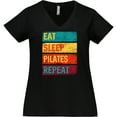 thumbnail image 3 of Inktastic Fitness Eat Sleep Pilates Repeat Women's Plus Size V-Neck T-Shirt, 3 of 5