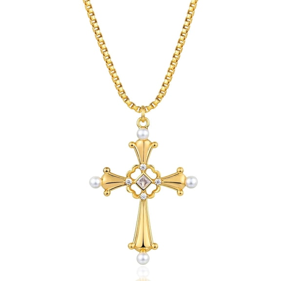 Gold Cross Necklace 14K Gold Plated Dainty Gold Cross Pendant Necklace For Women Delicate Necklace Jewelry[o6622]