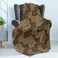 thumbnail image 4 of Brown and Ivory Soft Flannel Fleece Throw Blanket, Circles and Oval Triangle Shapes on Brown Toned Background, Cozy Plush for Indoor and Outdoor Use, 70" x 90", Dark Brown Brown, by Ambesonne, 4 of 5