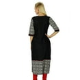 thumbnail image 2 of Bimba Women Indian Black Tunic 3/4 Sleeve Rayon Kurta Kurti Casual Summer Top, 2 of 6