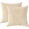 thumbnail image 7 of Pack of 2 Corduroy Decorative Throw Pillow Covers 18x18 Inch Striped Spring Cushion Covers Cozy Boho Pillowcase Farmhouse Home Decor Soft Accent Cushion Case for Couch Sofa Bed, 7 of 7