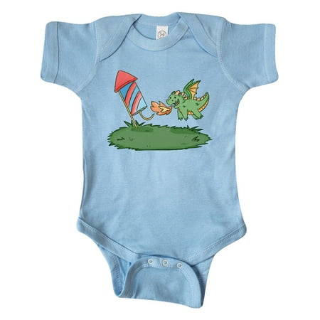 

Inktastic 4th of July Cute Green Firework Dragon Gift Baby Boy or Baby Girl Bodysuit