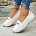 thumbnail image 3 of Women's Wedge Suede Loafers Low Cut Casual Wide Width Tennis Shoes Metal Chain Comfortable Non Slip Walking Sneakers White Size 7, 3 of 5