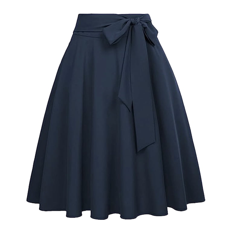 TTUHYWXI Women's High Waist A-Line Pockets Skirt Skater Flared