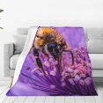 thumbnail image 4 of Salouo Closeup Honeybee on Flower Print Bed Blankets,Flannel Blanket Comfortable Air Conditioning Blanket Lightweight Blanket for Sofa Bed Travel & Couch -50"x40", 4 of 8