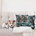 thumbnail image 4 of Ambesonne Cat Throw Pillow Cover 2 Pack, Stormy Ocean Pirate Kitty Ship, 20", Dark Slate Blue and Amber, 4 of 7