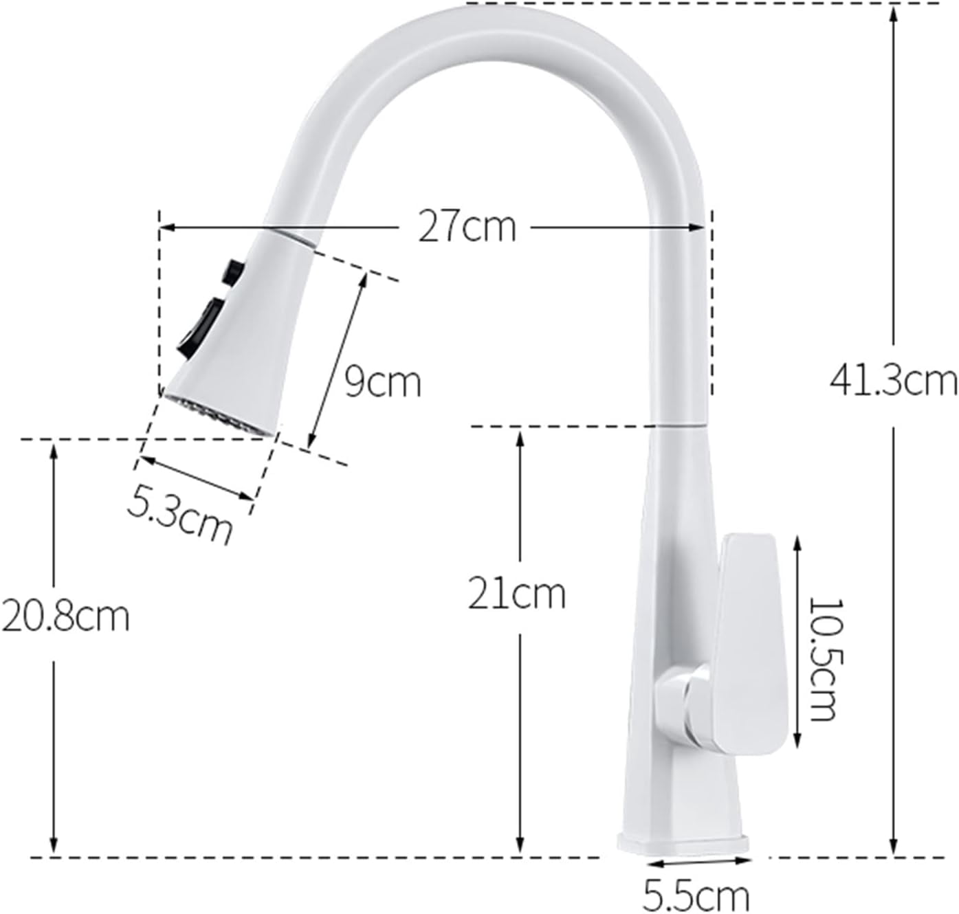 Kitchen Faucets with Pull Out Spray, Kitchen Sink Mixer Faucet White Kitchen Faucet Hot Water and Cold Water Brass 360° Swivel Retractable Pull Out Kitchen Mixer Faucet