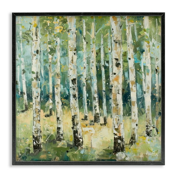 Stupell Industries Natural Birch Grove Landscape & Nature Painting Black Framed Art Print Wall Art, 12 x 12