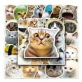 thumbnail image 2 of 100 pegatinas de meme de gato, pegatinas divertidas de gato, pegatinas lindas de gato, meme de gato divertido, pegatinas impermeables de vinilo de gato para adultos, adolescentes, 2 of 5