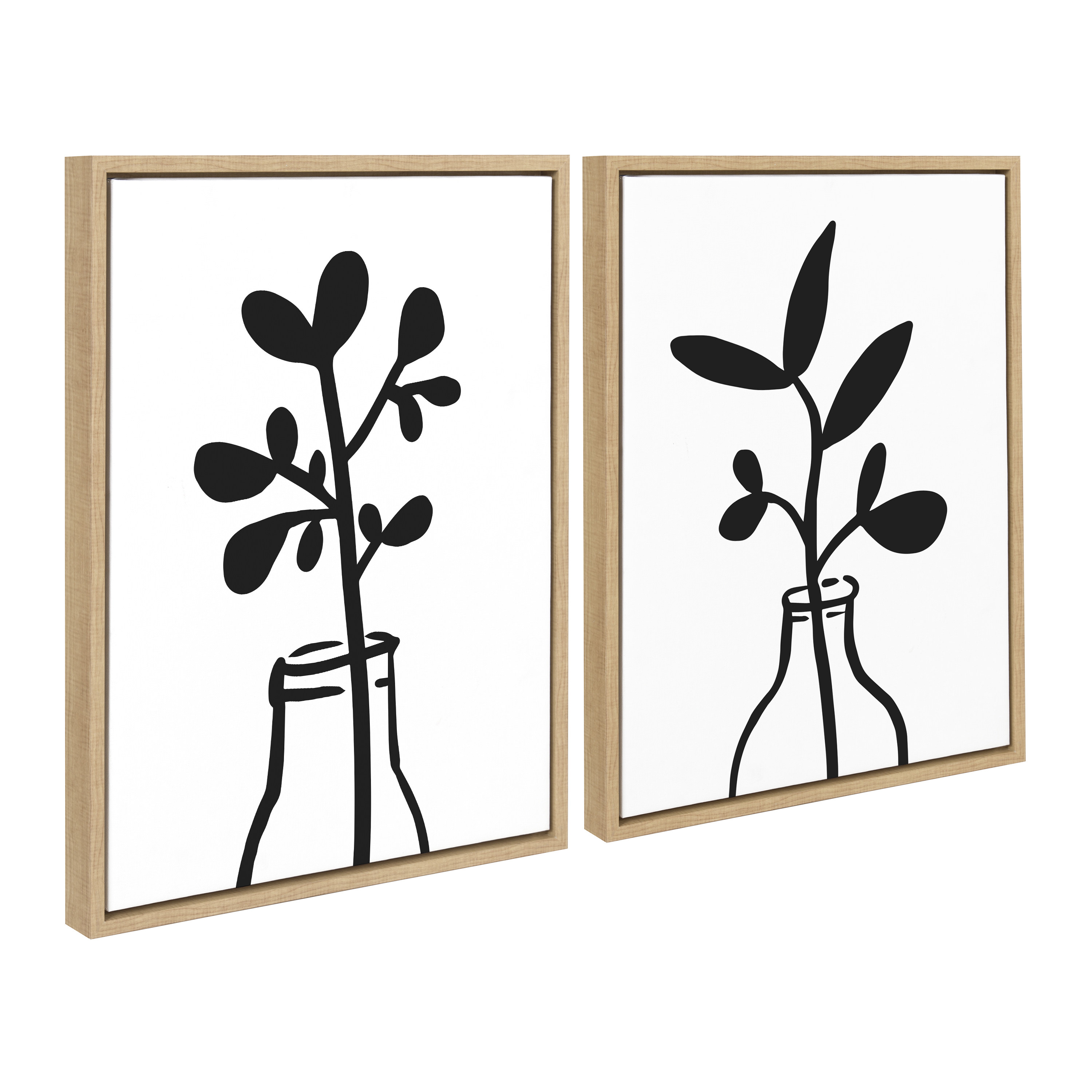 Kate and Laurel Sylvie Modern Botanical Vase Framed Canvas Wall Art Set by  The Creative Bunch Studio, Piece 18x24 Natural, Nature Still Life Art for  Wall