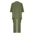 thumbnail image 5 of qILAKOG Women's Autumn Cotton Linen Set Womens Plus Size 2 Piece Lounge Sets Long/Short Sleeve Pockets Shirt and Elastic Waist Wide Leg Pants Sets Streetwear Casual Tracksuit, L&Green, 5 of 7