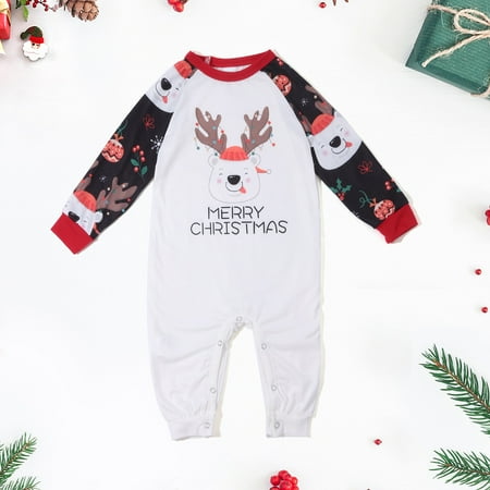 

Lilgiuy Toddler Baby Boys Girls Christmas Cute Lattice Elk Print Romper Family Parent-child Wear Baby Winter Clothes for 2022