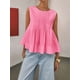 thumbnail image 4 of Blusa Plisada Sin Mangas con Peplum de Verano para Mujer, Estilo Babydoll Y2K con Cuello Redondo. Rosa L, 4 of 9