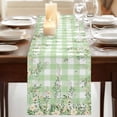 thumbnail image 3 of Table Runners 72 Inches Long Dress Scarves, Watercolor Floral Farmhouse Kitchen Table Runner, Coffee Tablerunners, Spring Flowers Leaves Botanical Green Plaid 16x72 Inch, 3 of 9