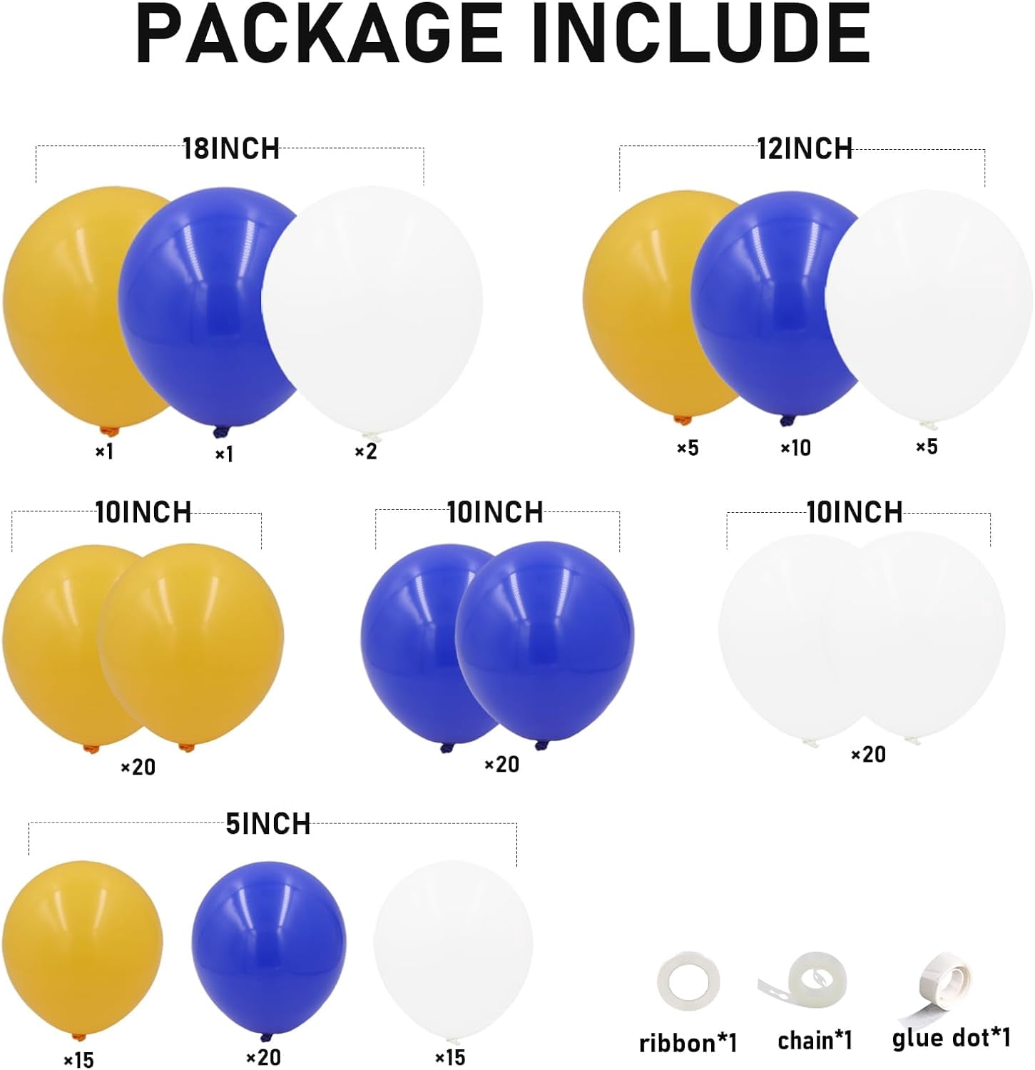 Royal Blue and Yellow Balloons Arch Garland Kit,134pcs Dark Blue White Lemon Yellow Balloons for Boy Oh Baby Shower Bridal Shower Gender Reveal Graduation Birthday Party Decorations