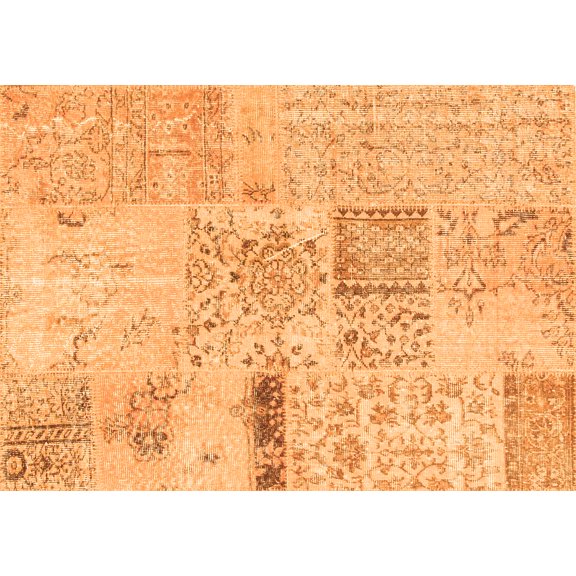 Ahgly Company Indoor Rectangle Patchwork Orange Transitional Area Rugs, 2' x 3'