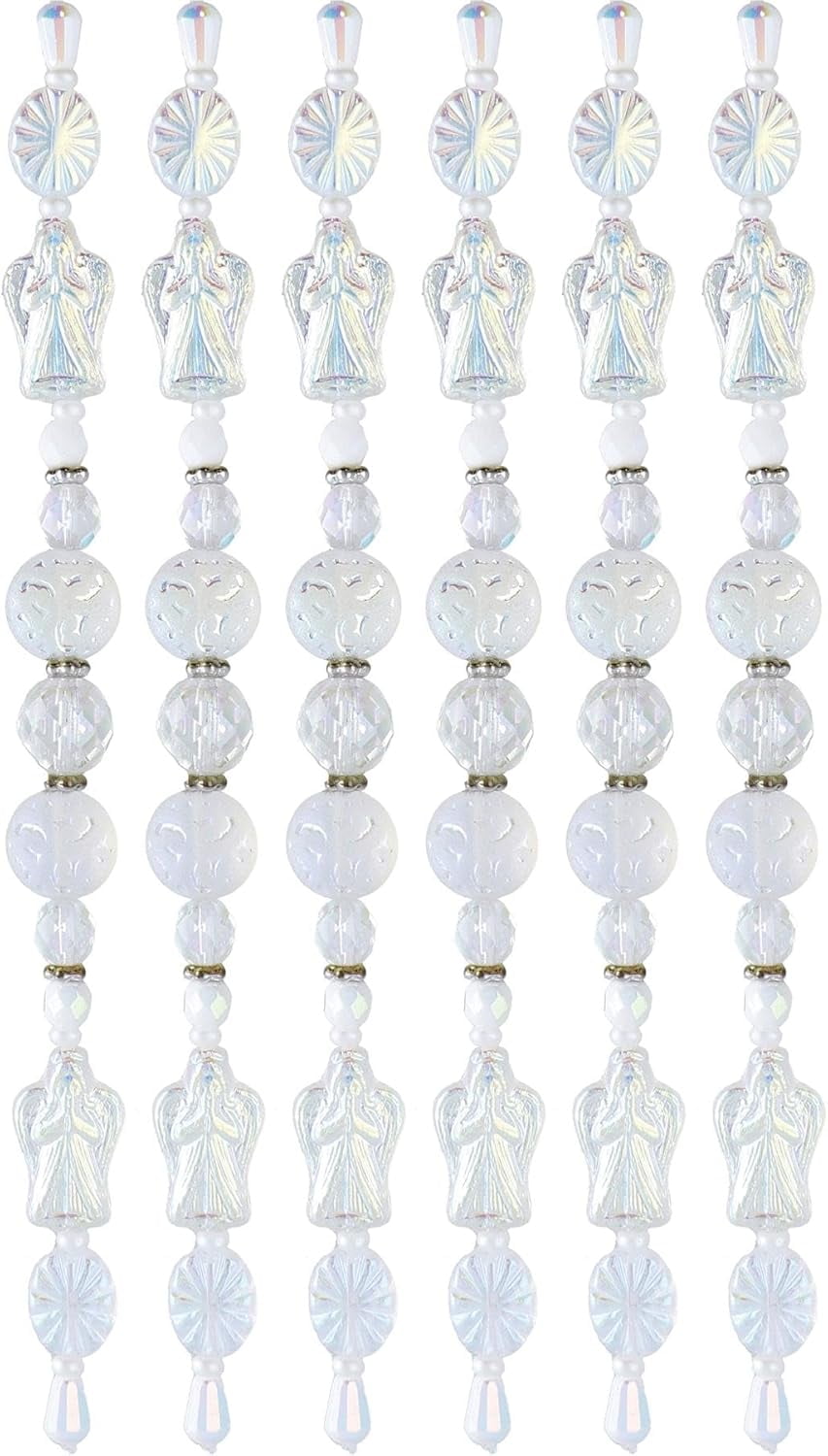 The Beadsmith Czech Glass Strands - High Quality, Pressed & Table Cut Beads – 6 x 7-Inch Strands, 23 Beads Per Strand – Crystal Angels Mix – For Jewelry Making, Decorations & DIY Crafts