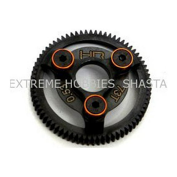 Hot Racing HRASTE873 Steel 73T 48P Spur Gear with Orange Washers for Traxxas 2WD Slash Stampede Rust