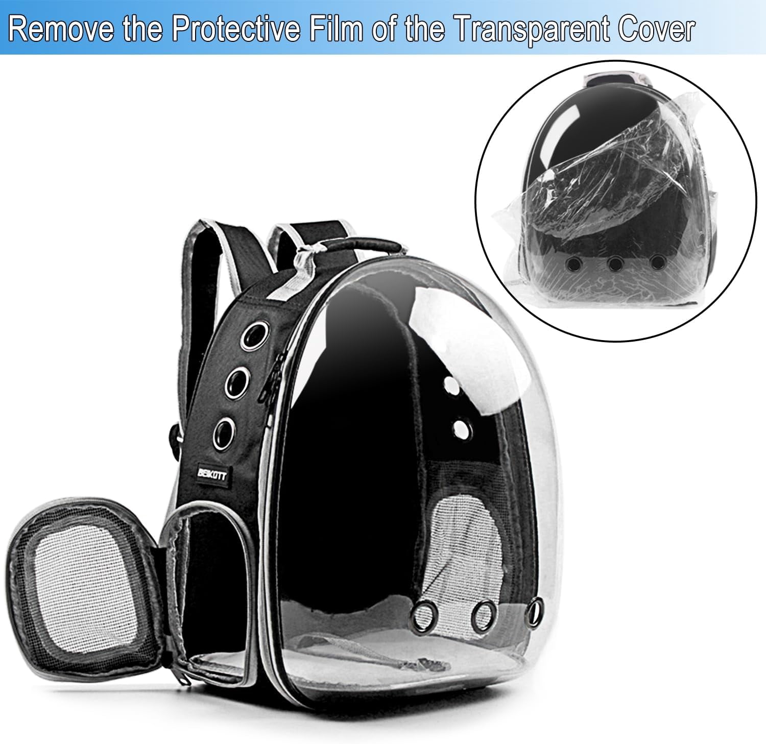 Cat Backpack Carriers, Dog Backpack, Pet Backpack for Small Cats Puppies Dogs Bunny, Airline-Approved Ventilate Transparent Bubble Backpack for Travel and Outdoor(Black)