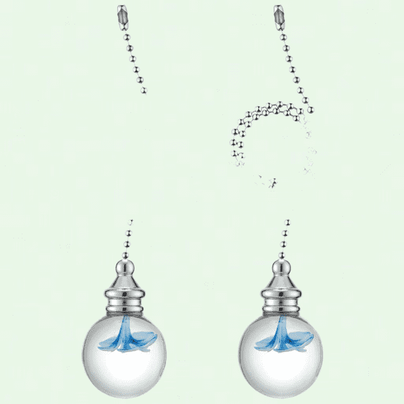 Ceiling Fan and Light Crystal Pull Chains - 2pcs, Blue Flower Crystal Pendant, 12" Beaded Ball Pull Chain Extension