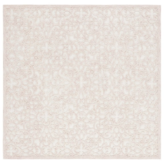 SAFAVIEH Trace Bryan Geometric Area Rug, Ivory/Pink, 6' x 6' Square