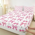 thumbnail image 3 of Manfei Princess Dreamy Bow Bed Sheets for Kid, Cartoon Pink Cherry King Sheets, Kawaii Buffalo Bow Sheet Set, Breathable Home Decor, 4pcs, 3 of 7