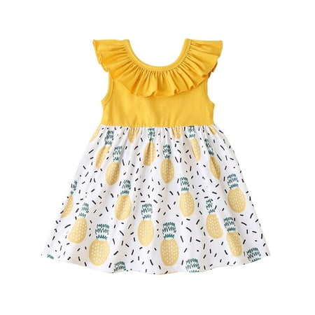 

Penkiiy Toddler Kids Baby Girls Summer Color Fruit Print Dress Princess Dress Toddler Girls Clothes 6-9 Months Yellow On Clearance