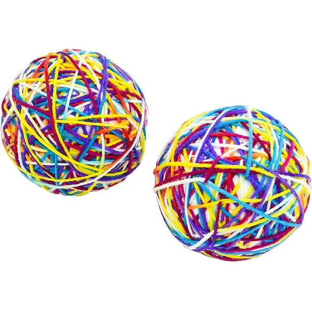 Juguetes de pelota para gatos, 2 piezas de cuerda de lana de colores, pelota de espuma, pelota de juguete para gato, pelota interactiva para gato, con campana, para eliminar el aburrimiento