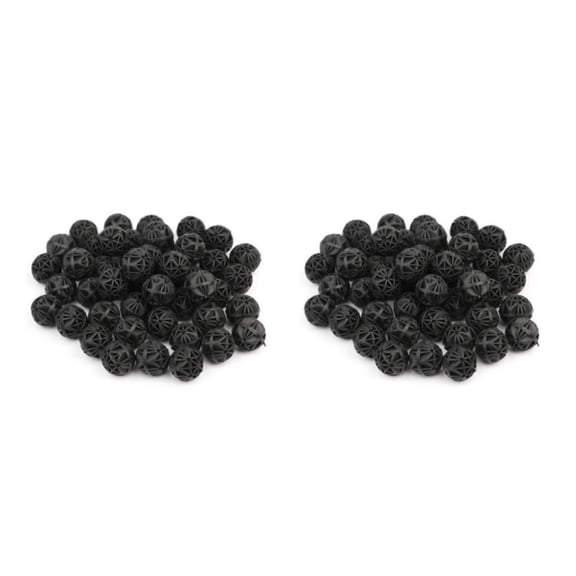 Bolas de filtración Billuyoard Acuario Estanque Arrecifes Negro 16mm 50 pcs 2piezas